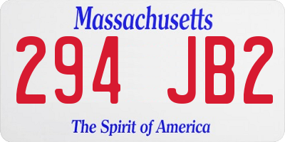 MA license plate 294JB2