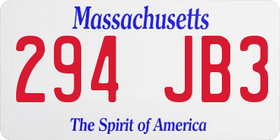 MA license plate 294JB3