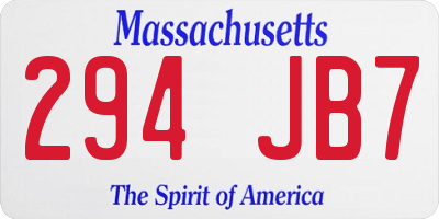 MA license plate 294JB7