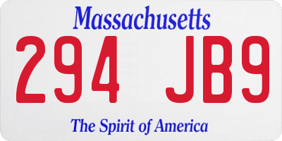 MA license plate 294JB9