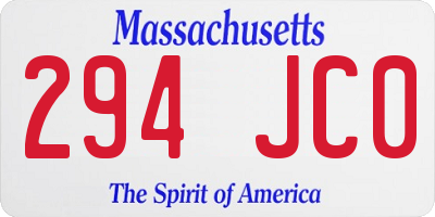 MA license plate 294JC0