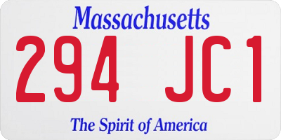 MA license plate 294JC1