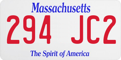 MA license plate 294JC2