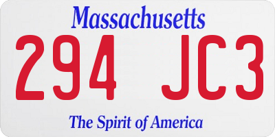 MA license plate 294JC3