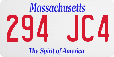 MA license plate 294JC4