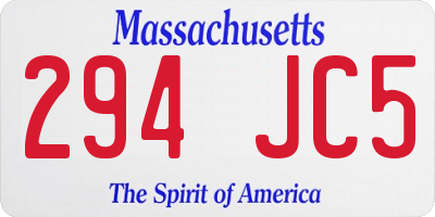 MA license plate 294JC5