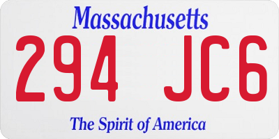 MA license plate 294JC6