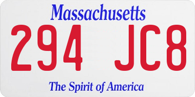 MA license plate 294JC8