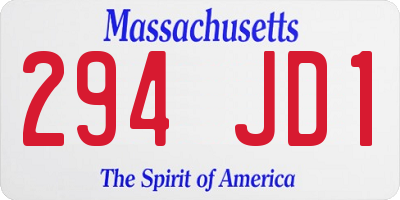 MA license plate 294JD1