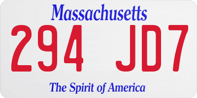 MA license plate 294JD7