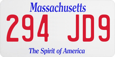 MA license plate 294JD9