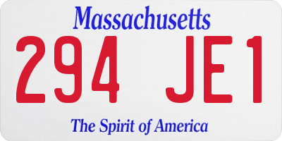 MA license plate 294JE1