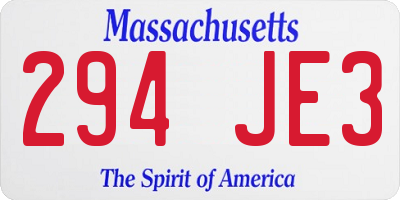 MA license plate 294JE3