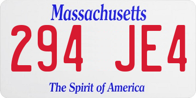 MA license plate 294JE4