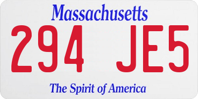 MA license plate 294JE5