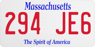 MA license plate 294JE6