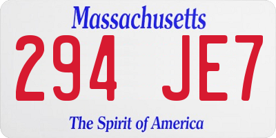 MA license plate 294JE7
