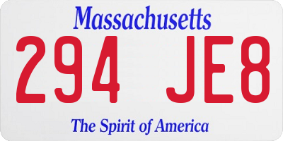 MA license plate 294JE8