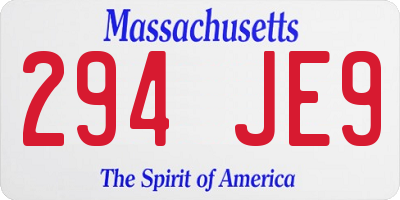MA license plate 294JE9