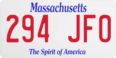 MA license plate 294JF0