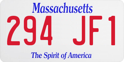 MA license plate 294JF1