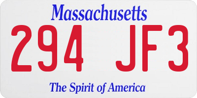 MA license plate 294JF3