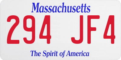 MA license plate 294JF4