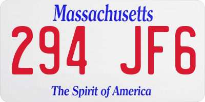 MA license plate 294JF6