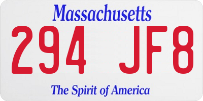 MA license plate 294JF8