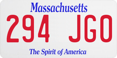 MA license plate 294JG0