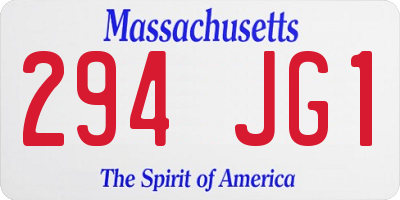 MA license plate 294JG1