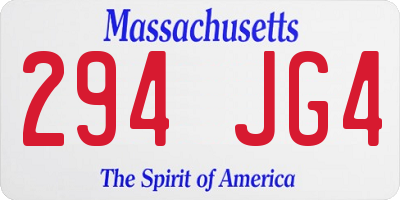 MA license plate 294JG4
