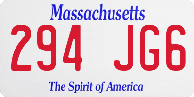MA license plate 294JG6