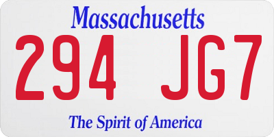 MA license plate 294JG7