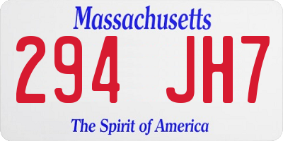 MA license plate 294JH7