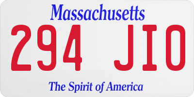 MA license plate 294JI0