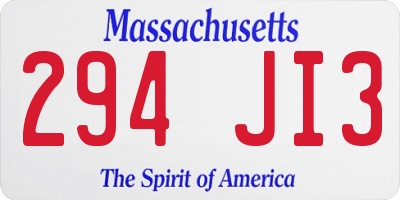 MA license plate 294JI3