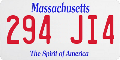 MA license plate 294JI4
