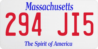 MA license plate 294JI5