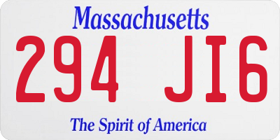 MA license plate 294JI6