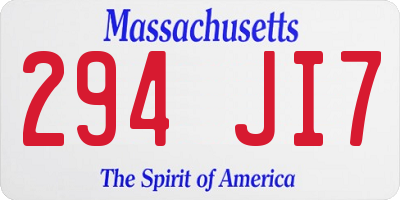 MA license plate 294JI7