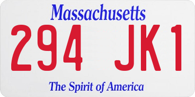 MA license plate 294JK1