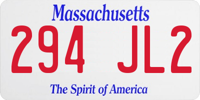 MA license plate 294JL2