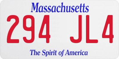 MA license plate 294JL4