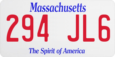 MA license plate 294JL6