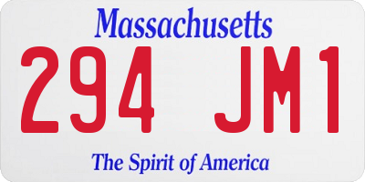 MA license plate 294JM1