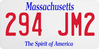 MA license plate 294JM2