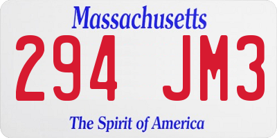 MA license plate 294JM3