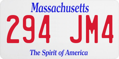 MA license plate 294JM4