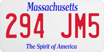 MA license plate 294JM5